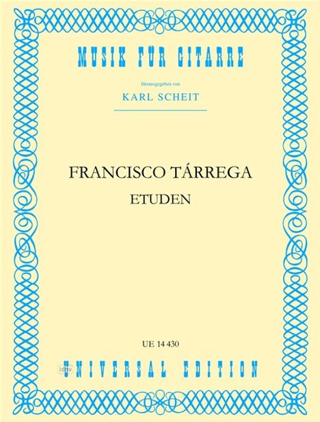 Francisco Tarrega: Etuden für Gitarre, Noten