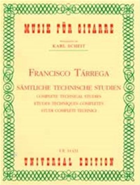 Francisco Tarrega: Sämtliche technische Studien, Noten