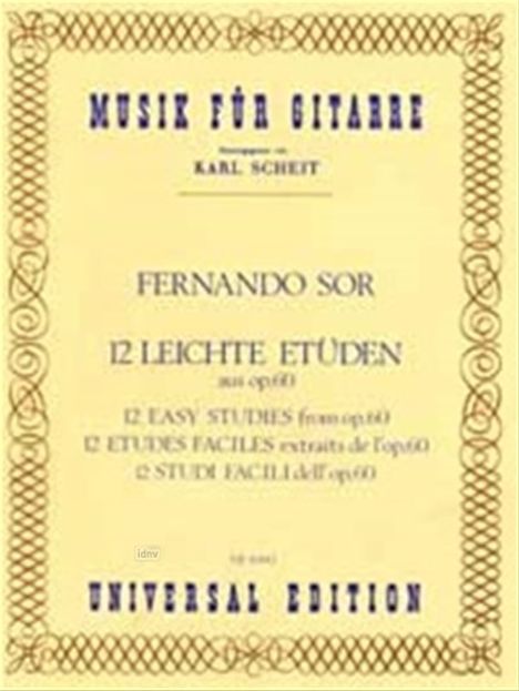Fernando Sor: Sor, F: 12 leichte Etüden, Noten