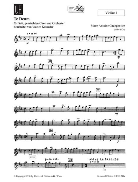 Marc-Antoine Charpentier: Te Deum für Soli: 2 Sopran, Alt, Tenor, Bass, Chor SATB und Orchester, Noten
