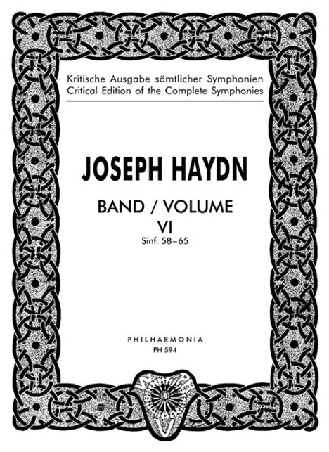 Joseph Haydn: Symphonien Nr. 58-65 für Orchester, Noten