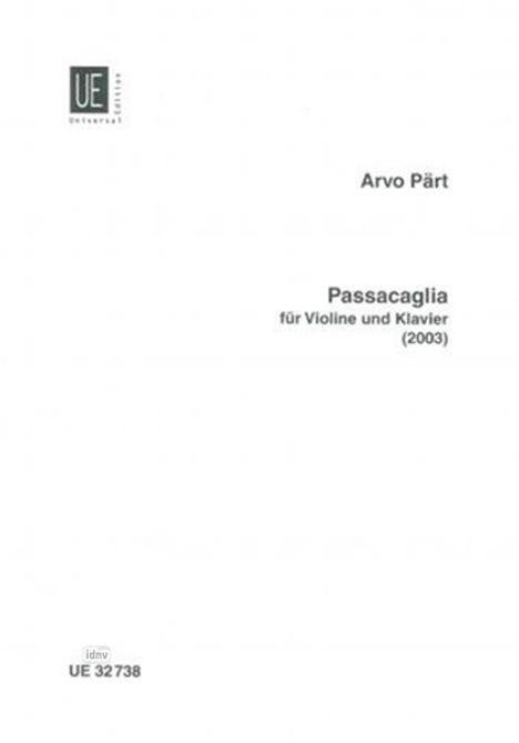 Arvo Pärt: Passacaglia für Violine und Klavier (2003), Noten