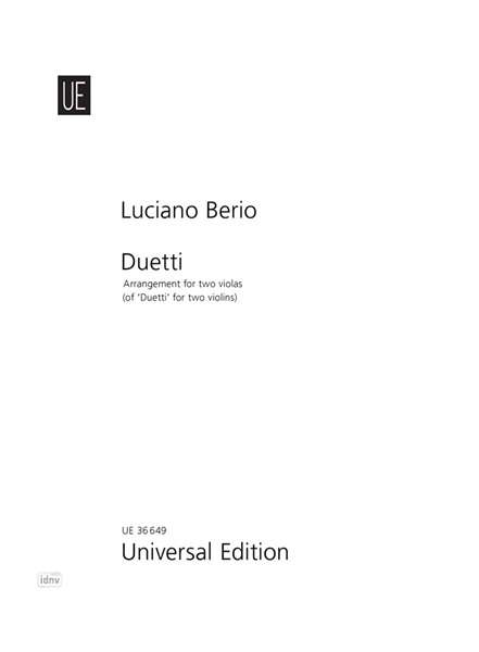 Berio, L: Duetti, Buch