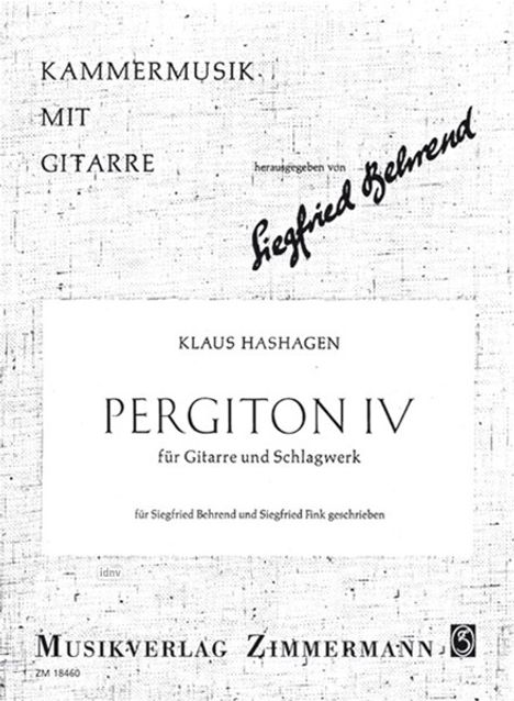 Klaus Hashagen: Pergiton IV für Gitarre und Schlagwerk, Noten
