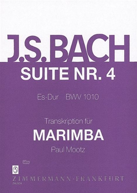 Johann Sebastian Bach: Suite IV für Marimba BWV 1010, Noten