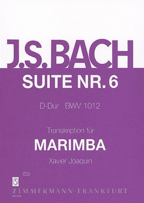 Johann Sebastian Bach: Suite VI für Marimba BWV 1012, Noten
