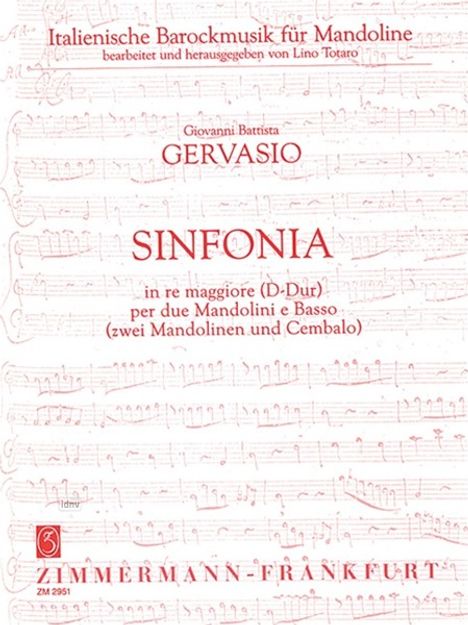 Giovan Battista Gervasio: Sinfonia D-Dur für 2 Mandoline, Noten