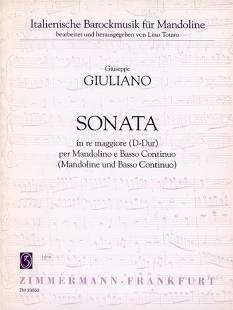 Giuseppe Giuliano: Sonata di Mandolino e Basso Co, Noten