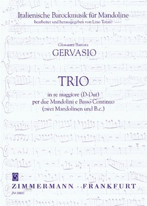 Giovan Battista Gervasio: Trio per due Mandolini e Basso, Noten