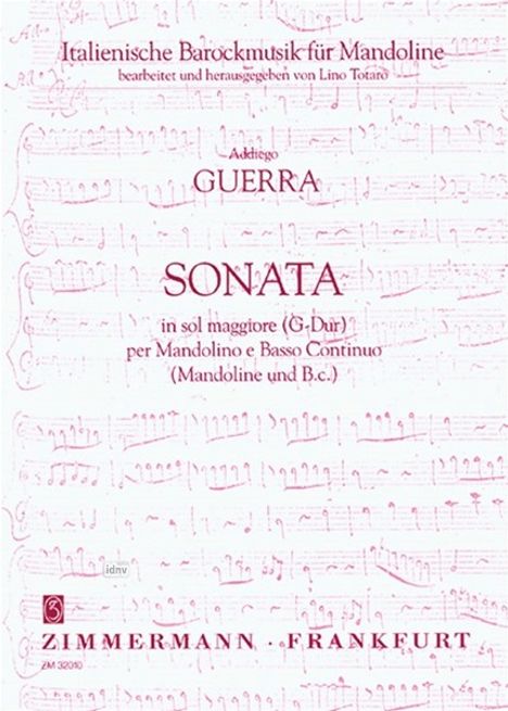 Addiego Guerra: Sonata in sol maggiore G-Dur, Noten
