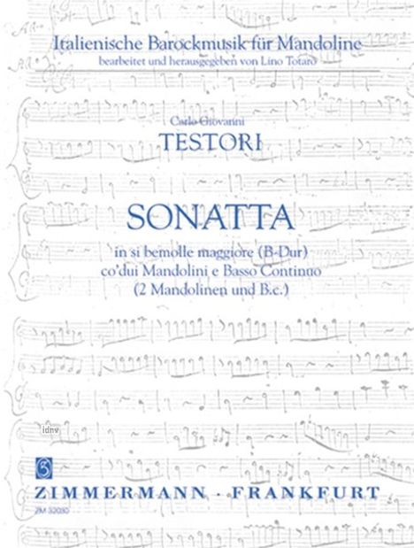 Carlo Giovanni Testori: Sonata in si bemolle maggiore, Noten