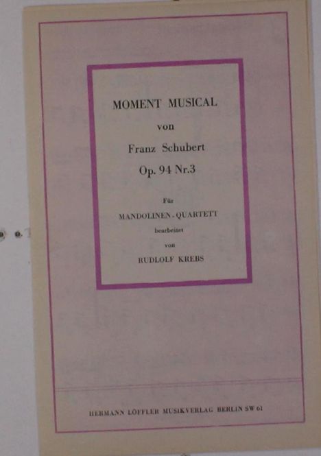 Franz Schubert: Moment musical, Noten