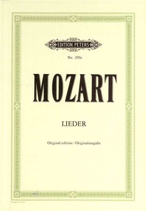 Wolfgang Amadeus Mozart: Lieder, Noten