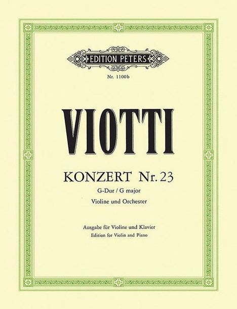 Giovanni Battista Viotti (1755-1824): Konzert für Violine und Orchester Nr. 23 G-Dur, Buch