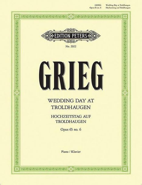 Wedding Day at Troldhaugen Op. 65 No. 6 for Piano, Buch