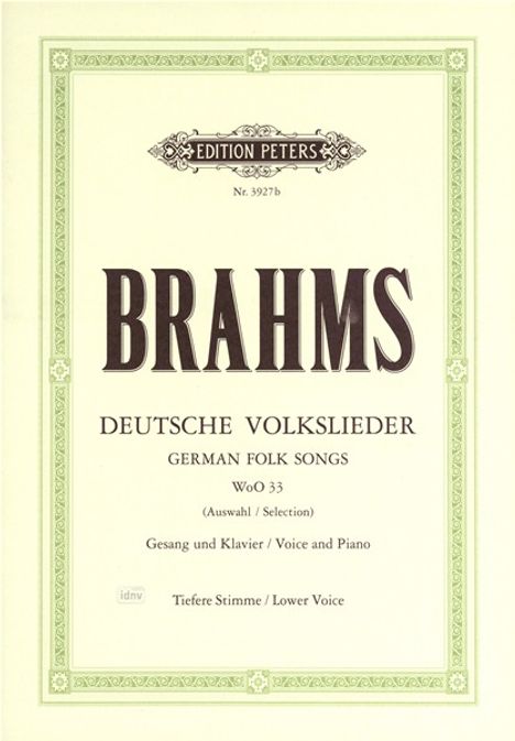 Johannes Brahms: Deutsche Volkslieder WoO 33, Noten