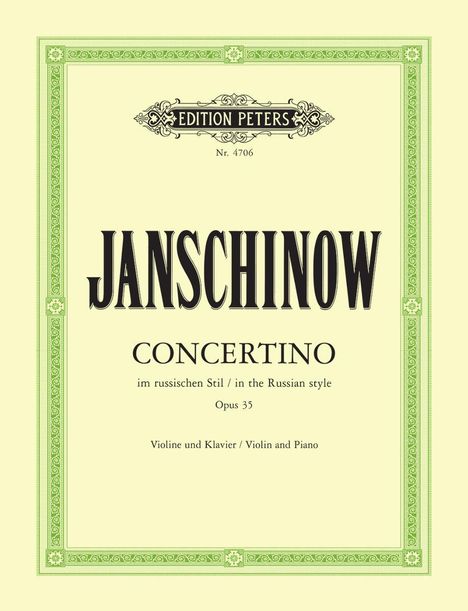 Alexej Janschinow: Concertino im russischen Stil op. 35, Buch