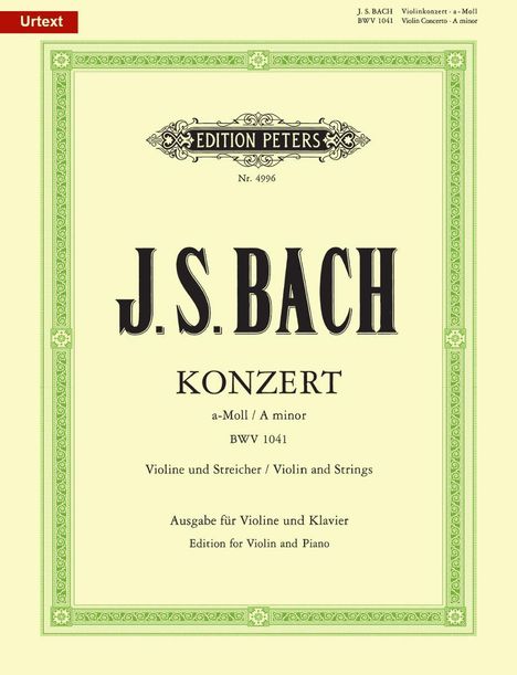 Johann Sebastian Bach (1685-1750): Konzert für Violine, Streicher und Basso continuo a-Moll BWV 1041 / URTEXT, Buch