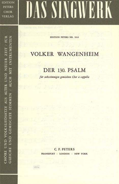 Volker Wangenheim: Der 130. Psalm, Noten