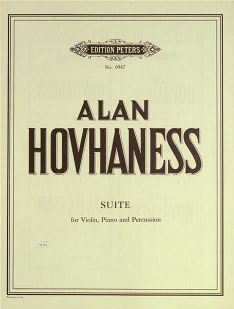 Alan Hovhaness: Suite für Violine, Klavier und, Noten