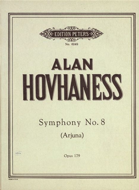 Alan Hovhaness: Sinfonie Nr. 8 op. 179 "Arjuna, Noten
