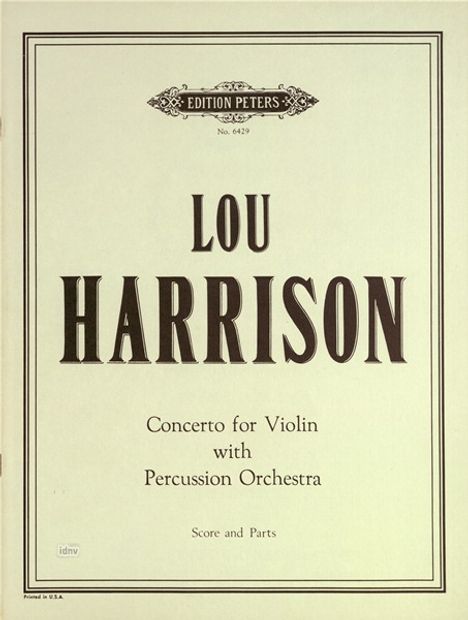 Lou Harrison: Konzert für Violine und Percus, Noten