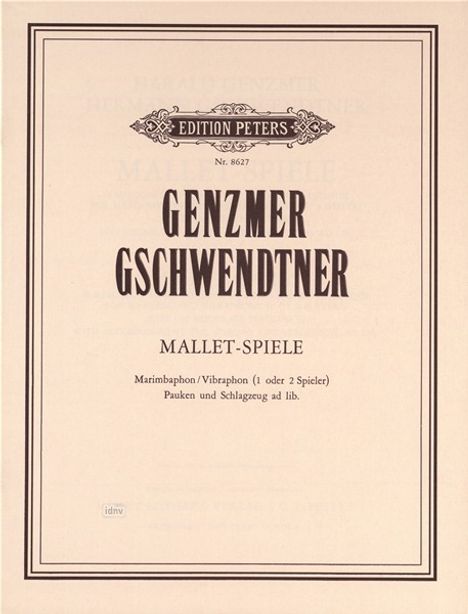 Harald Genzmer: Mallet-Spiele, Noten