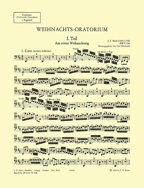 Johann Sebastian Bach: Christmas Oratorio Bwv 248 C/B, Noten