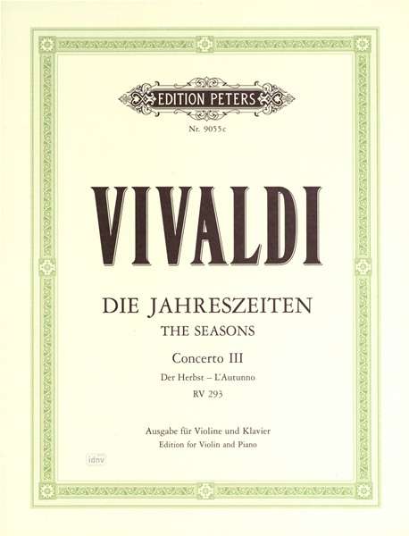 Antonio Vivaldi (1678-1741): Die Jahreszeiten: Konzert für Violine, Streicher und Basso continuo F-dur op. 8 Nr. 3 RV 293 "Der Herbst", Buch