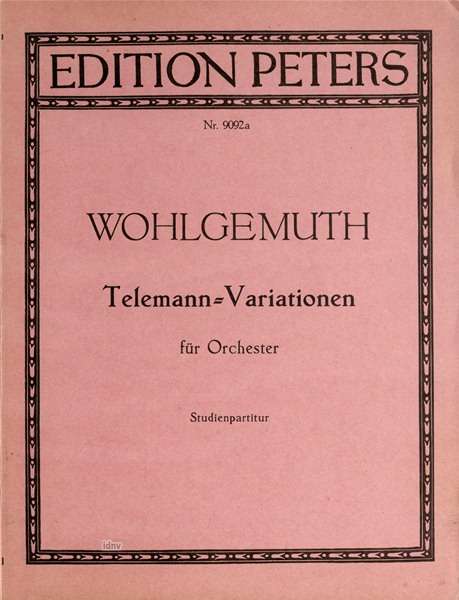 Gerhard Wohlgemuth: Telemann-Variationen für Orchester (1964), Noten