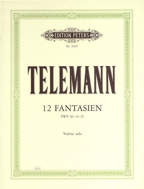 Georg Philipp Telemann: 12 Fantasien für Violine TWV 4, Noten