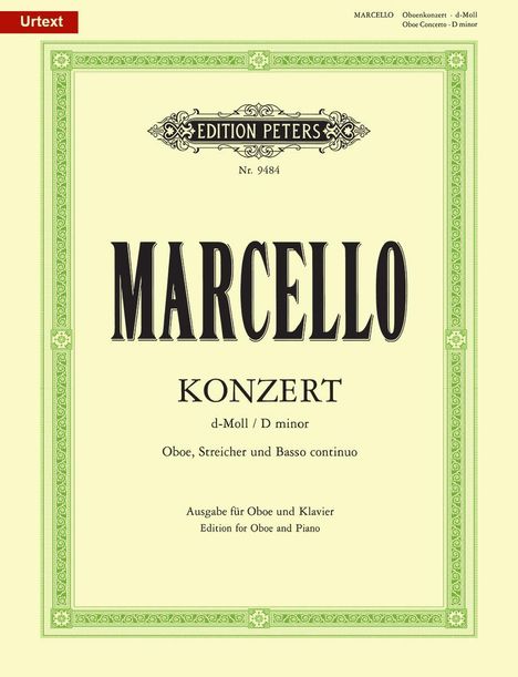 Alessandro Marcello (1669-1747): Oboenkonzert d-Moll für Oboe u. Klavier, Urtext (Fechner), Buch