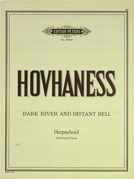 Alan Hovhaness: Dark River and Distant Bell op. 212, Noten