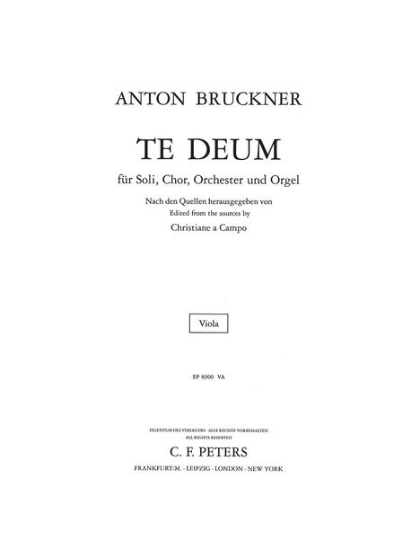 Te Deum (Viola Part), Buch