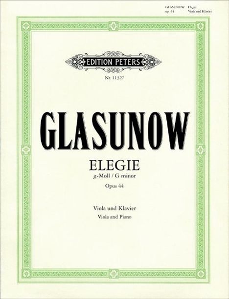 Alexander Glasunow: Elegy in G Minor Op. 44 for Viola and Piano, Noten