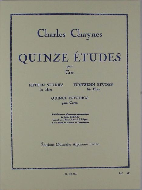 Charles Chaynes: 15 Etudes, Noten