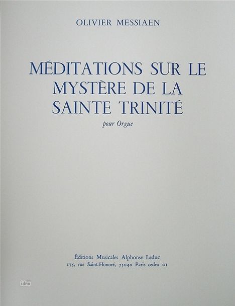 Olivier Messiaen: Meditations Sur Le Mystere, Noten