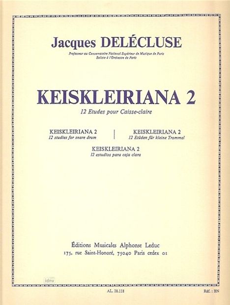 J. Delecluse: Keiskleiriana, Noten