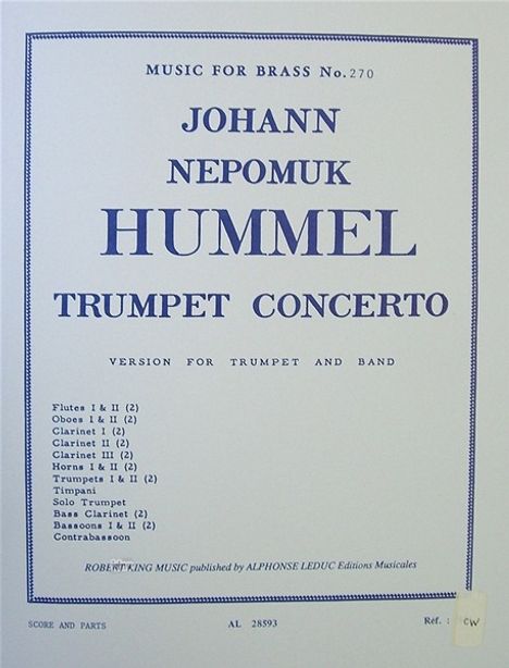 Johann Nepomuk Hummel: Trumpet Concerto In E-Flat, Noten