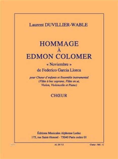 Laurent Duvillier-Wable: Hommage A Edmon Colomer, Noten
