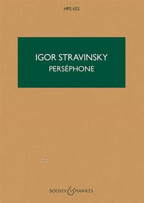 Igor Strawinsky: Strawinsky, Igor    :Persephone /Spr /Tsolo/Ge, Noten