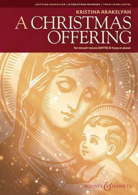 „A Christmas Offering“ von Kristina Arakelyan. Illustration: Madonna mit Kind in goldenen Tönen.