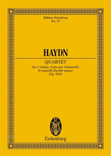 Joseph Haydn: Streichquartett , "Celebrated Largo" D-Dur op. 76/5 Hob. III: 79, Noten