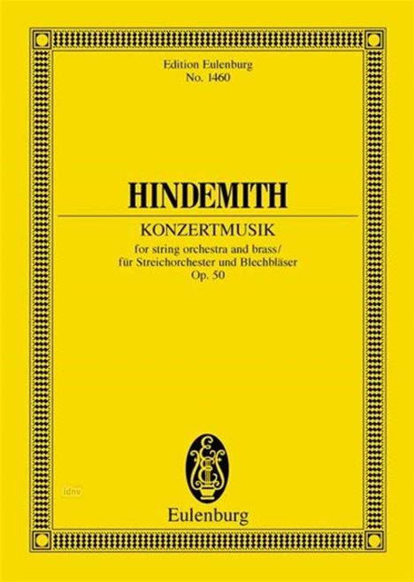Paul Hindemith: Konzertmusik op. 50, Noten