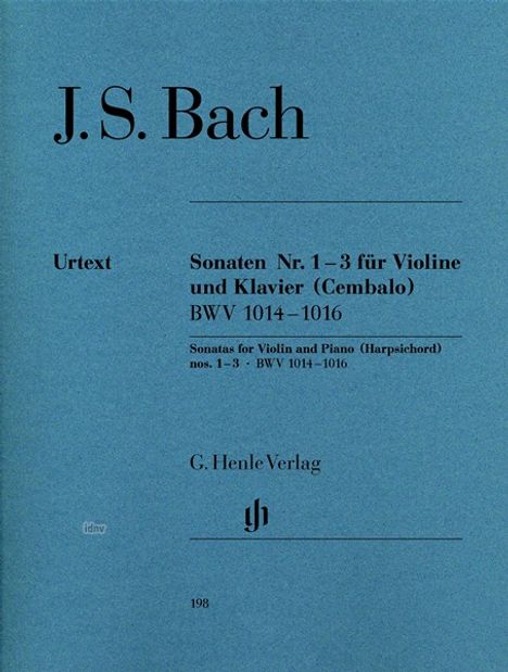 Johann Sebastian Bach: Sonaten Nr.1, 2, 3 für Violine und Klavier (Cembalo) - BWV 1014 (e-Moll), 1015 (A-Dur), 1016 (E-Dur),, Noten