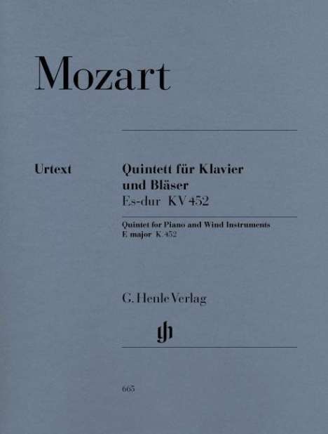 Klavierquintett Es-Dur KV 452 für Oboe, Klarinette, Horn, Fagott und Klavier, Klavierauszug und Stimmen, Noten