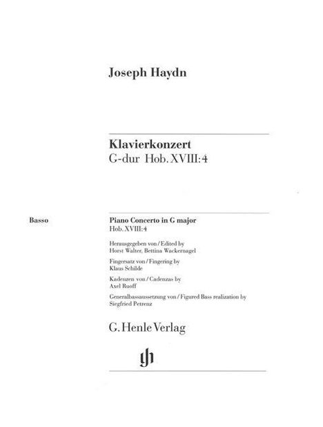 Joseph Haydn: Klavierkonzert G-Dur Hob. XVII, Noten