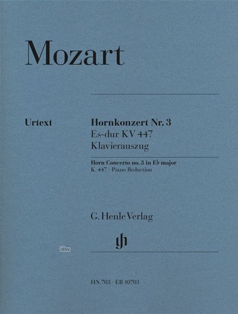 Konzert für Horn und Orchester Nr. 3 Es-Dur KV 447 (mit Es- und F-Stimme), Klavierauszug, Noten