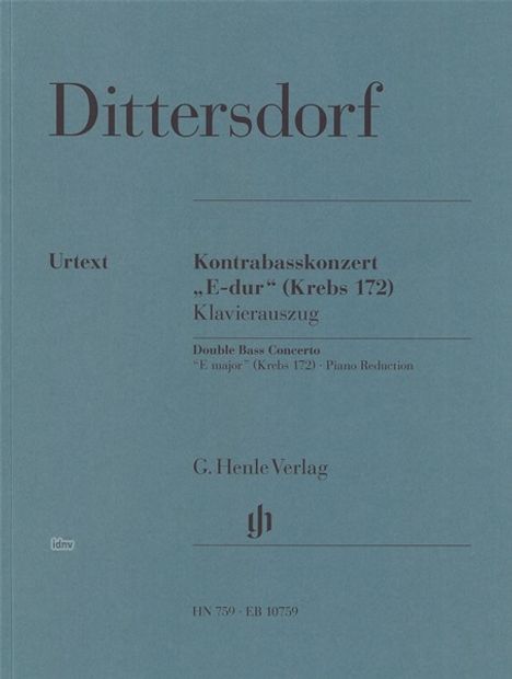 Karl Ditters von Dittersdorf: Konzert für Kontrabass und Orchester (Kontrabasskonzert) E-Dur Krebs 172, Noten
