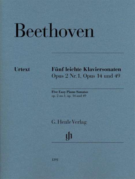 Ludwig van Beethoven (1770-1827): Fünf leichte Klaviersonaten op. 2 Nr. 1, op. 14 und op. 49, Buch